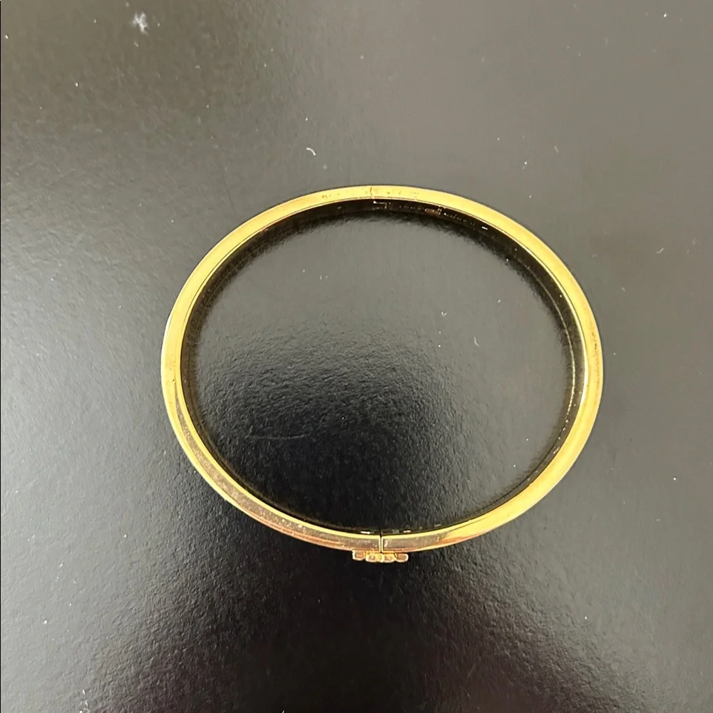 Tory Burch Zebra Print Kira Enamel 7mm Gold Hinge Bracelet Style #153654 NWT